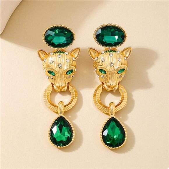 18K Gold-Plated Leopard Teardrop Earrings - Picture 3 of 5
